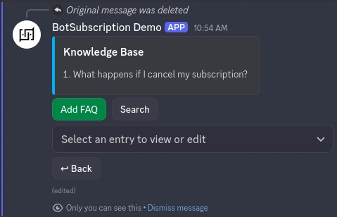 List of active FAQ entries in the Knowledge Base